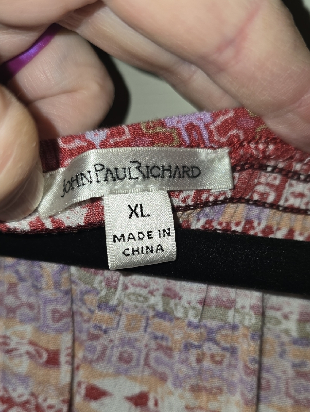 JohnPaulRichard Red Patterned Boho Tunic Top - Picture 2 of 5